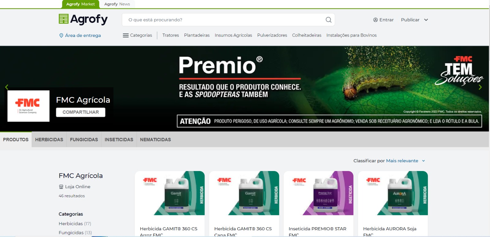 FMC inclui lançamentos na plataforma on-line Agrofy